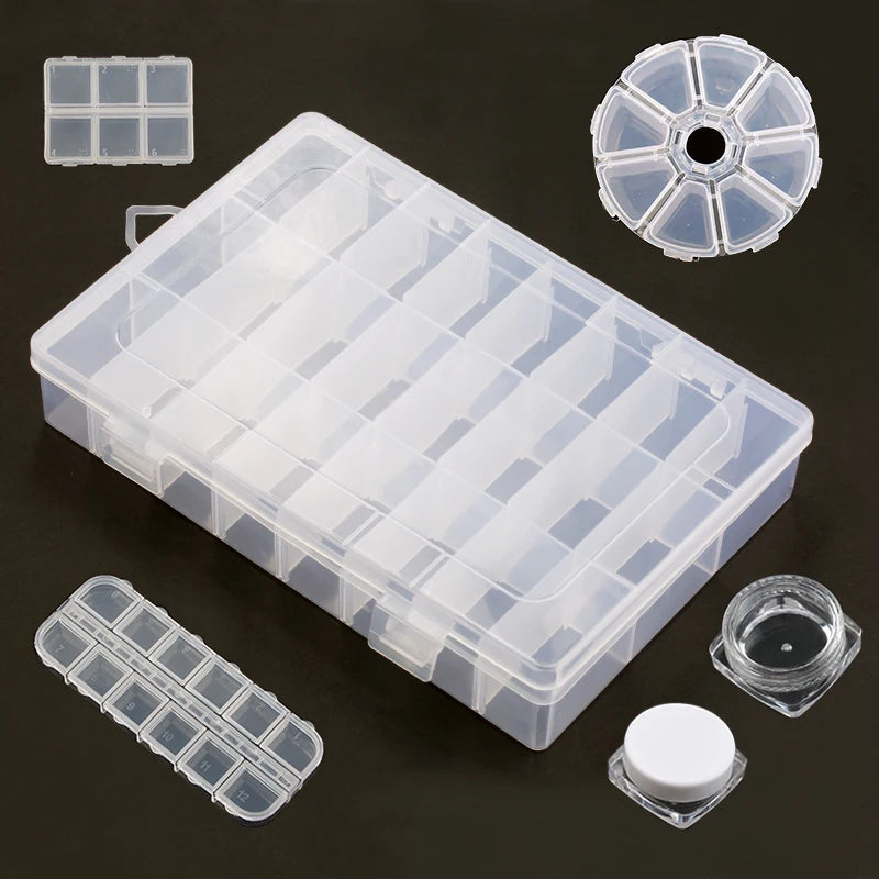 Caixa Prática de Armazenamento de Joias com Compartimentos Ajustáveis em Plástico